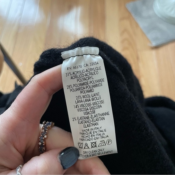 Anthropologie Moth Black Long Sleeve Wool Blend Tie Front Vallon Cardigan Sz M - Picture 10 of 12